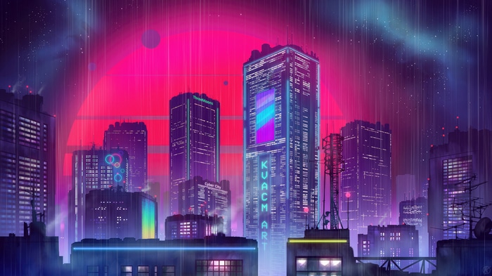 Cyber City Synthwave Artwork 4K