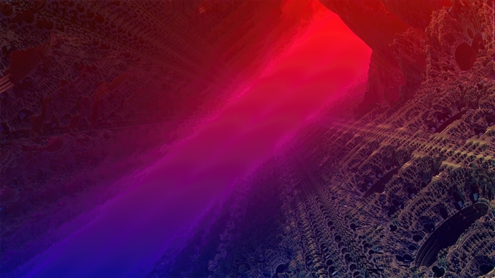 Abstract fractal artwork with red and blue gradient
