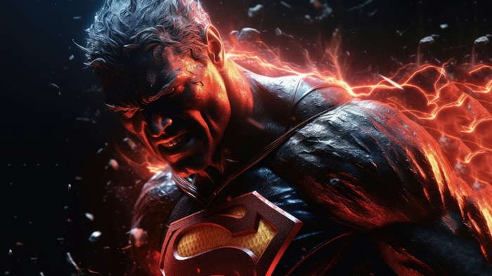 Superman Artwork with Red Energy