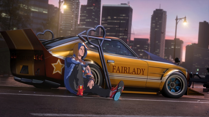 Need for Speed Unbound Fairlady Car and Man