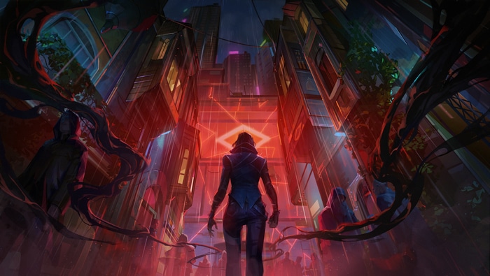 Valorant characters in a futuristic city