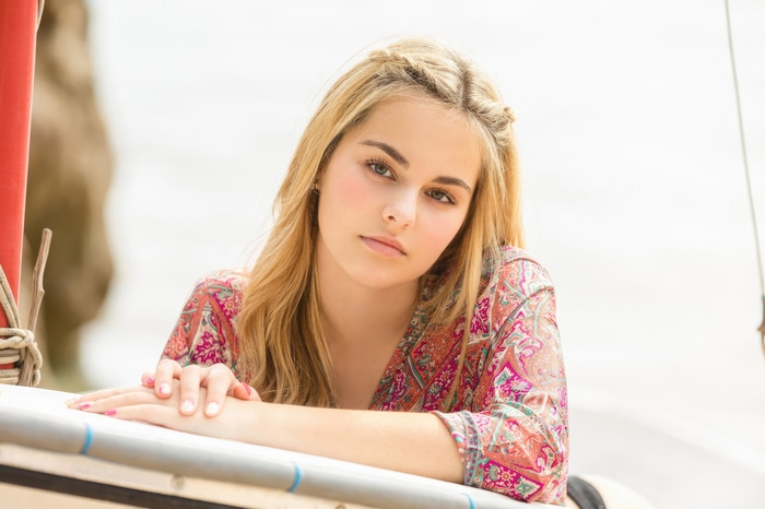 Beautiful young girl with blonde hair