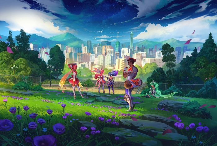 League of Legends Star Guardians in a City Park