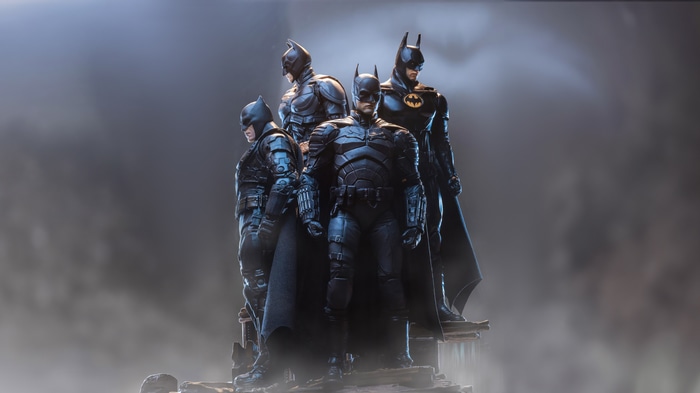 Four Batman figures in a lineup