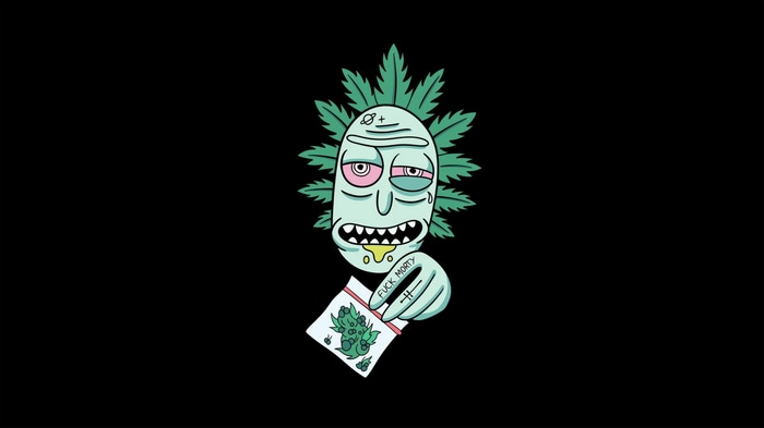 Rick Sanchez with marijuana bag