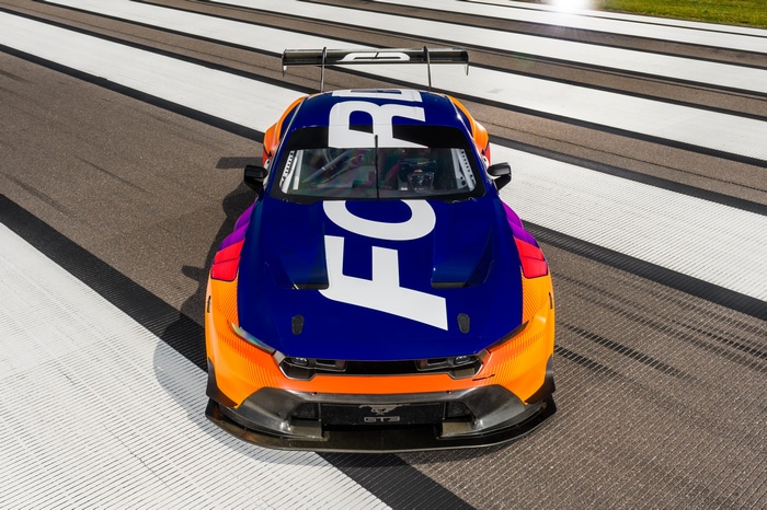 Ford Mustang GT3 race car on track