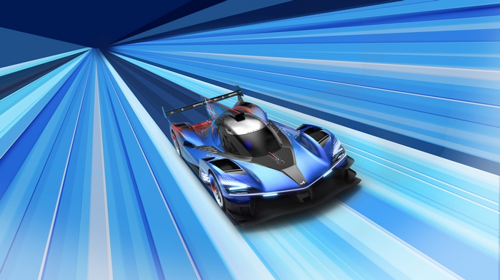 Alpine A424 racing car in motion