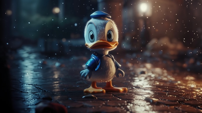 Donald Duck in the rain, digital art
