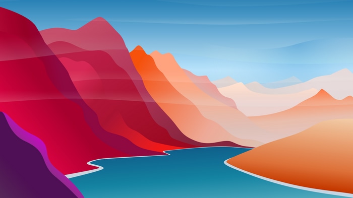 Minimalist abstract mountain landscape with river