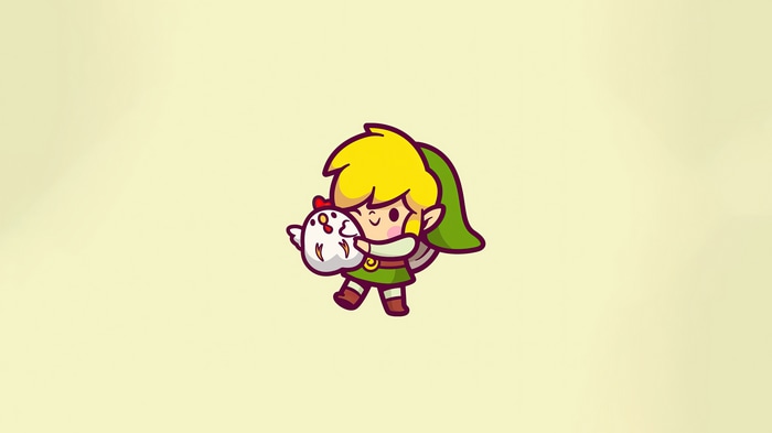 The Legend of Zelda Link holding a chicken
