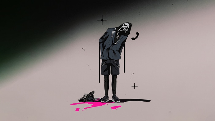 Ghost in a Suit with a Chainsaw and Phone