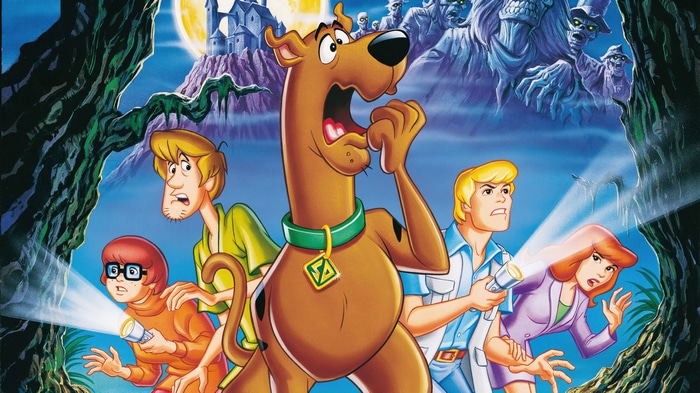 Scooby-Doo and the Mystery Inc. gang in a spooky setting