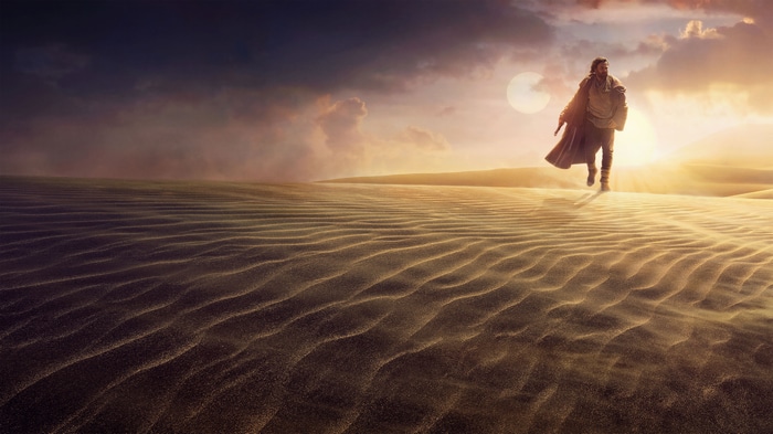Obi-Wan Kenobi walks across a desert planet