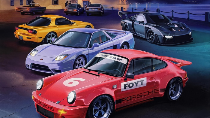 Various Sports Cars Parked by the Water