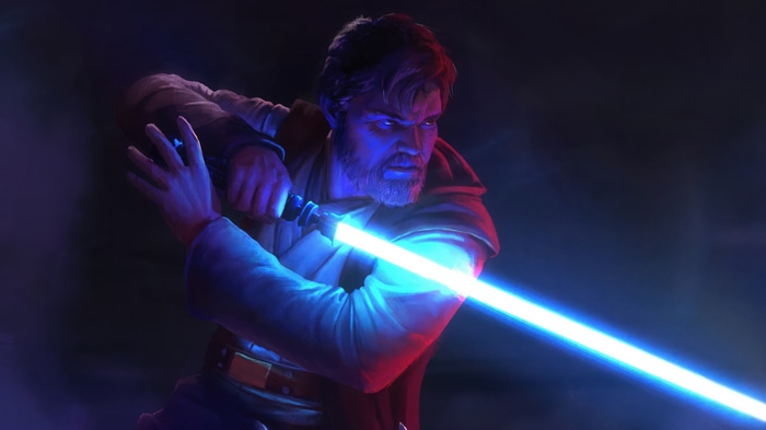 Obi-Wan Kenobi with Blue Lightsaber 4K Artwork