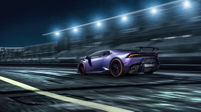 Purple Lamborghini Huracan on a race track 4K