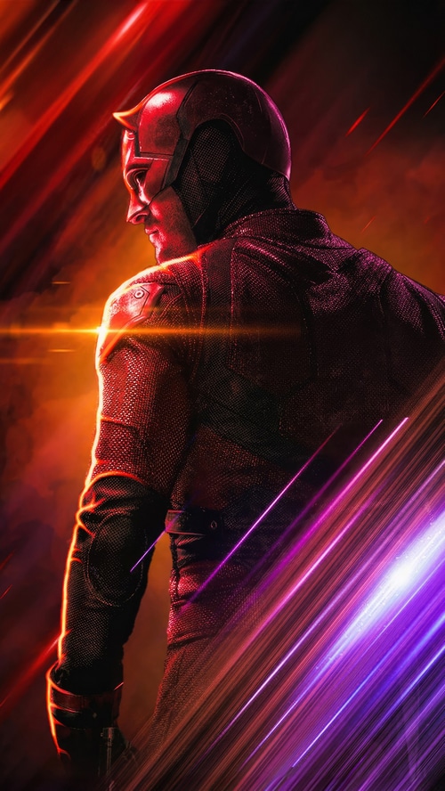 Daredevil in Red Suit with Streaking Lights