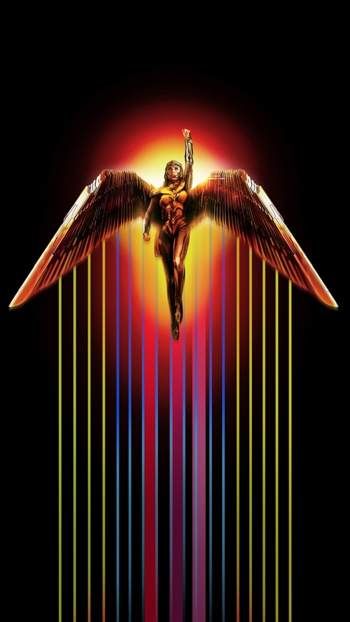 Wonder Woman with Golden Wings and Rainbow Beams