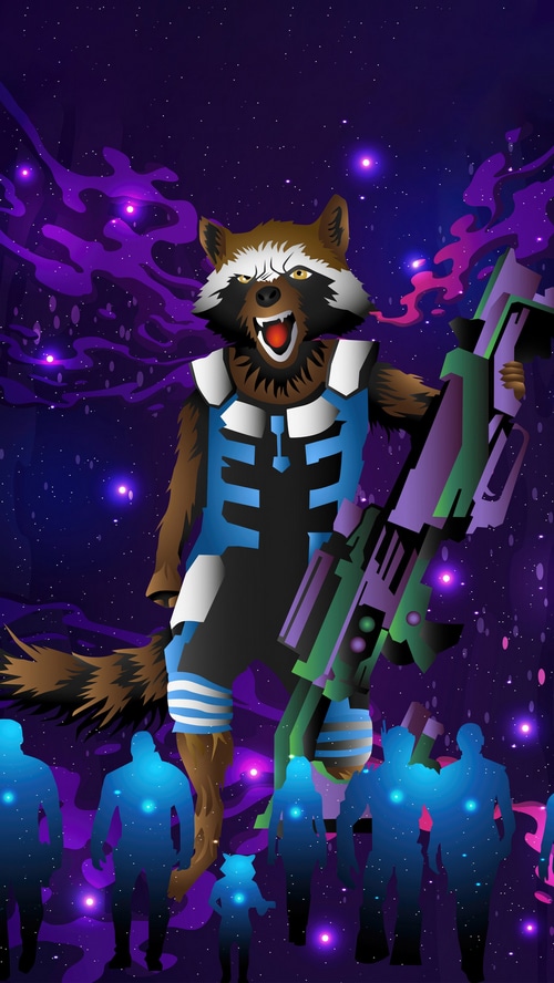 Rocket Raccoon with a Gun in Space
