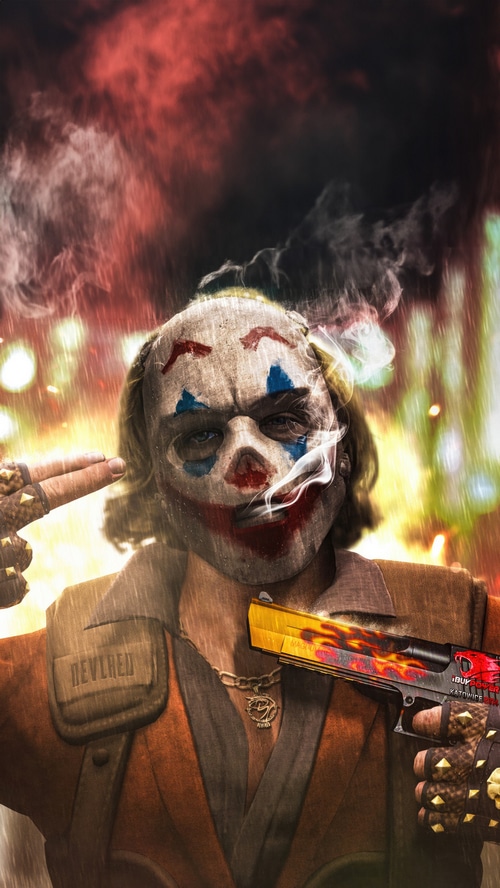 Joker from Counter-Strike: Global Offensive holding a gun