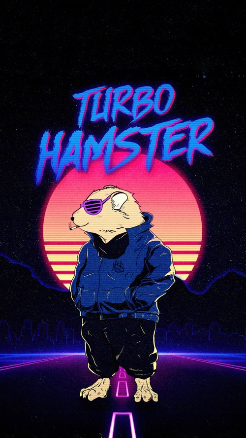 Turbo Hamster Retrowave Artwork
