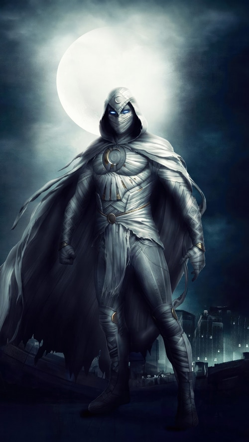 Moon Knight Standing Under the Full Moon
