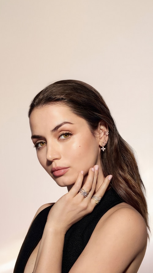 Ana de Armas wearing jewelry in a photoshoot