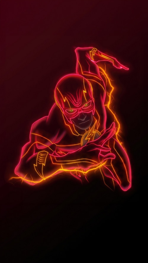 The Flash neon artwork with lightning effects