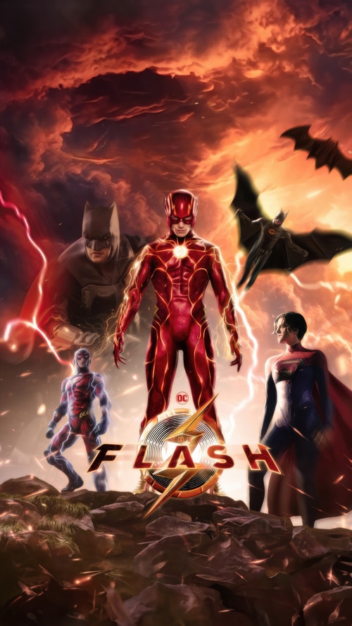 The Flash Movie Poster with Batman and Supergirl