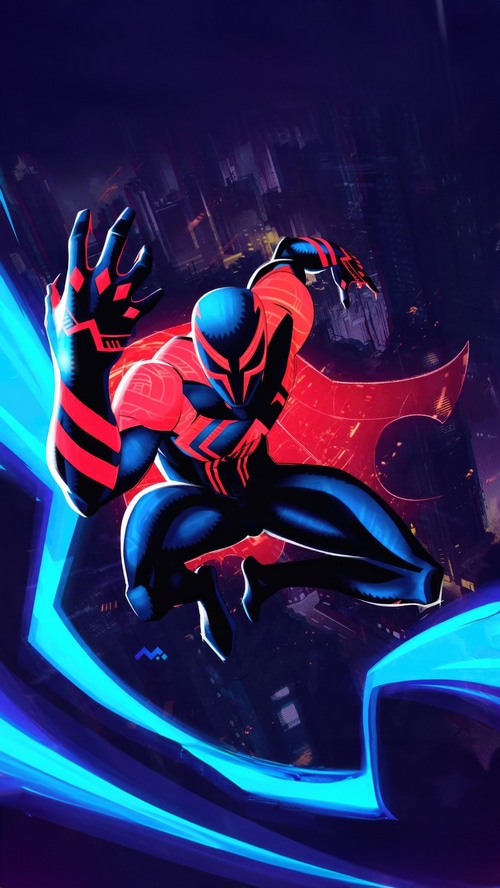 Spider-Man 2099 in a futuristic city