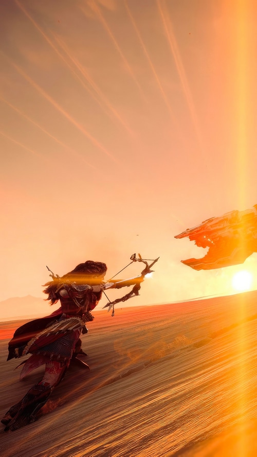 Horizon Forbidden West Aloy fighting a machine