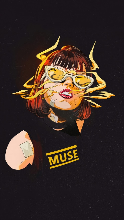Artwork of a woman with yellow sunglasses and smoke