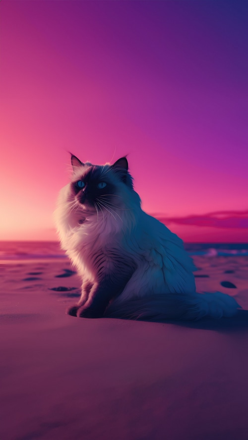 Synthwave Cat Artwork 4K