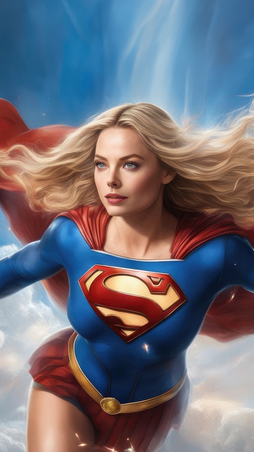 Supergirl flying through clouds in 4K