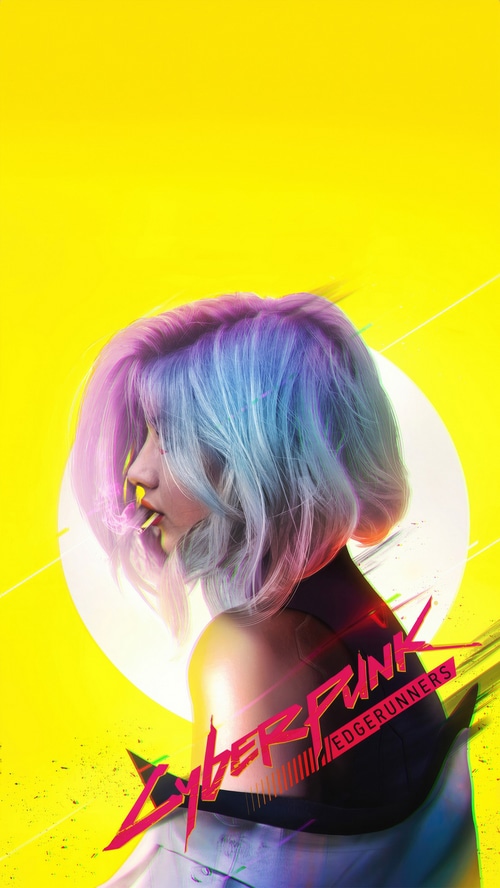 Lucy from Cyberpunk Edgerunners with colorful hair