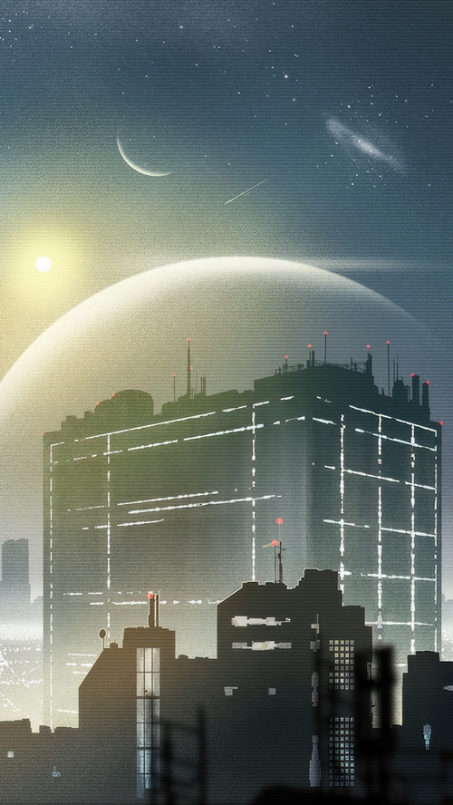 Digital Art of a Futuristic Cityscape at Night