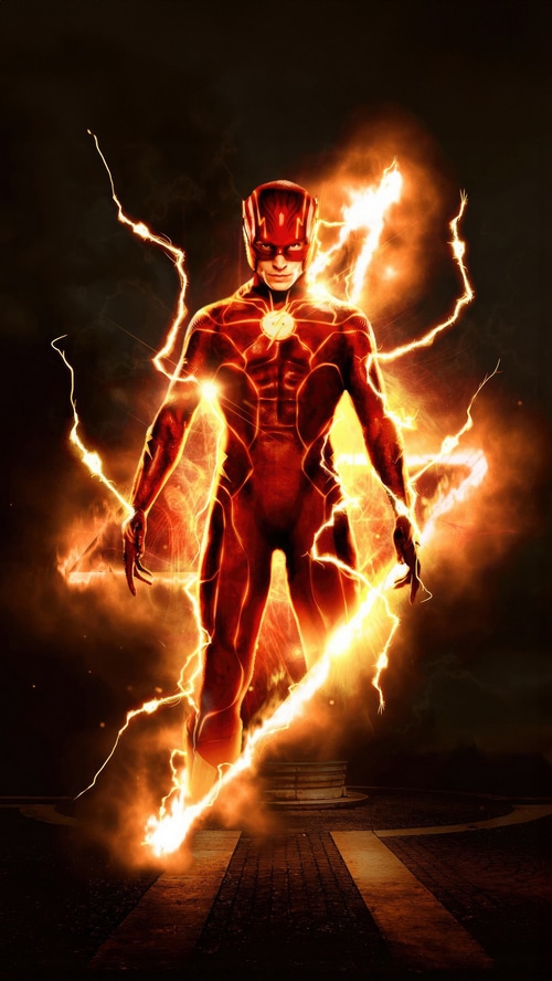 The Flash movie artwork with lightning