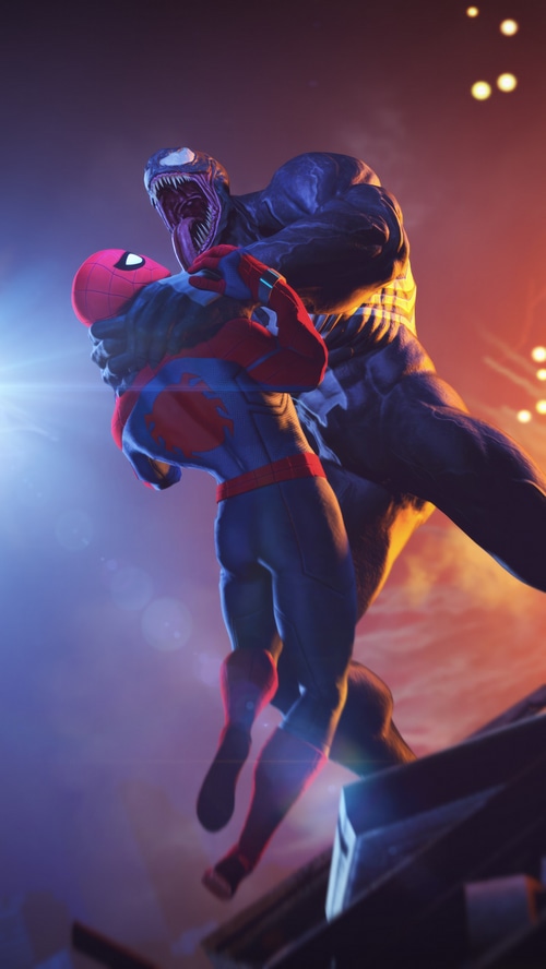 Spider-Man and Venom fighting in Marvel's Spider-Man 2