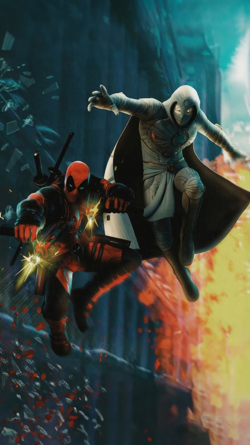 Deadpool and Moon Knight in Digital Art