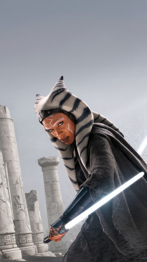 Ahsoka Tano with a lightsaber in Star Wars