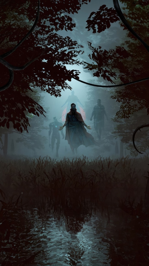 Doctor Strange and other figures in a misty forest