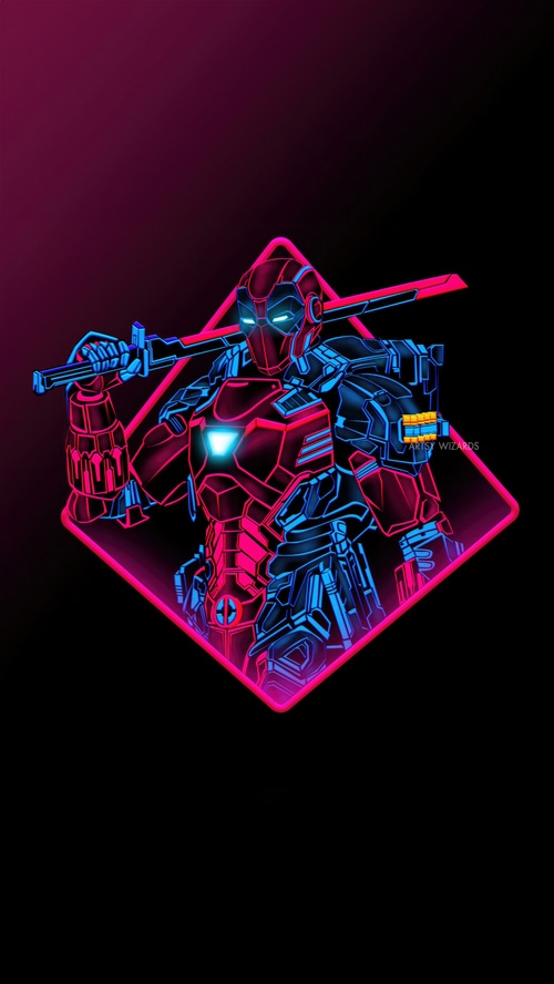 Neon Iron Man with Sword Artwork