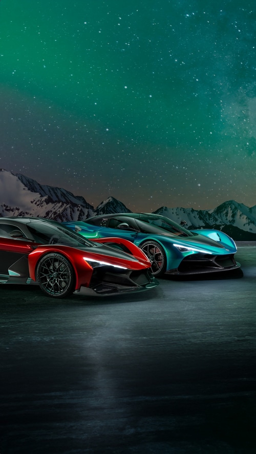 Zenvo Aurora Agil cars under the aurora borealis