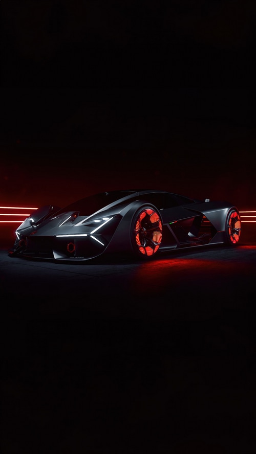Lamborghini Terzo Millennio concept car with red accents