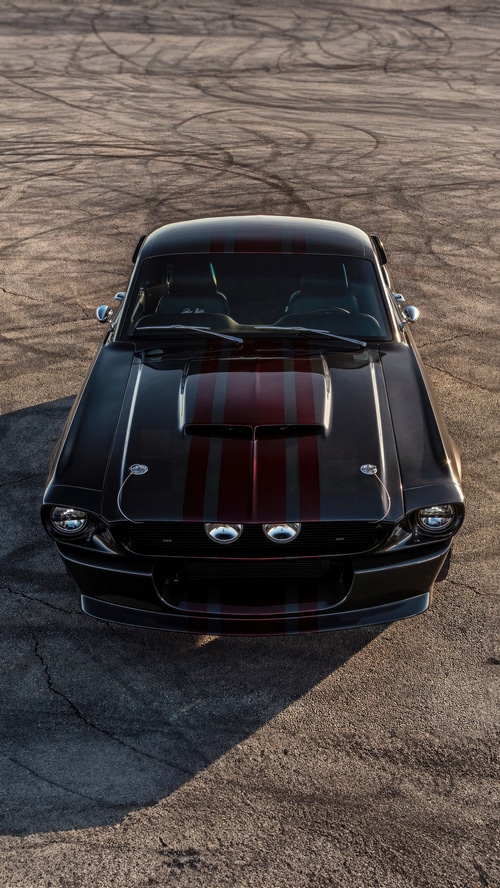 Dark Ford Mustang Shelby with Red Stripes