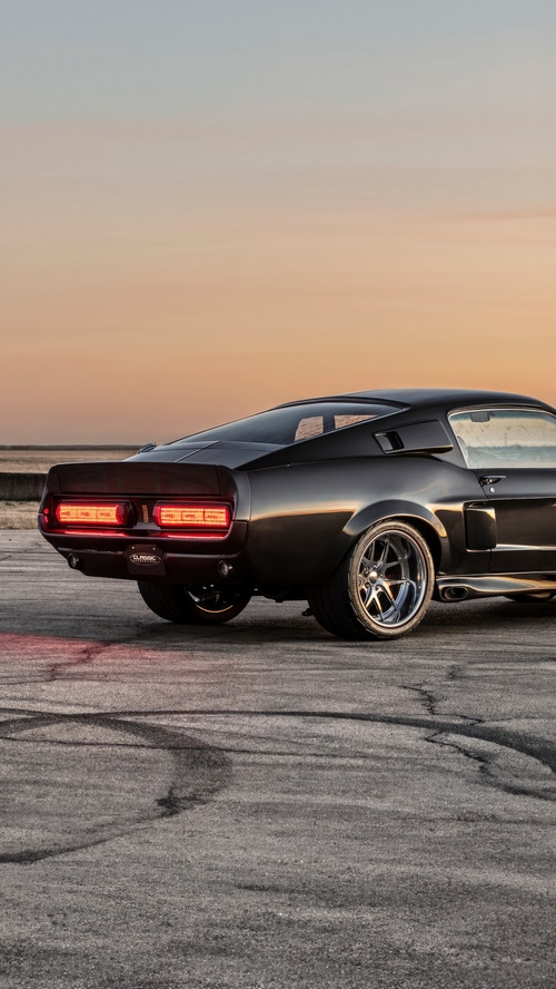 Black Ford Mustang Shelby GT500 rear view