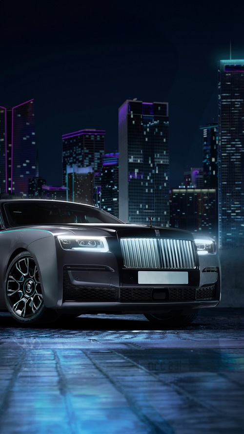 Rolls Royce Ghost Black Badge in a City at Night