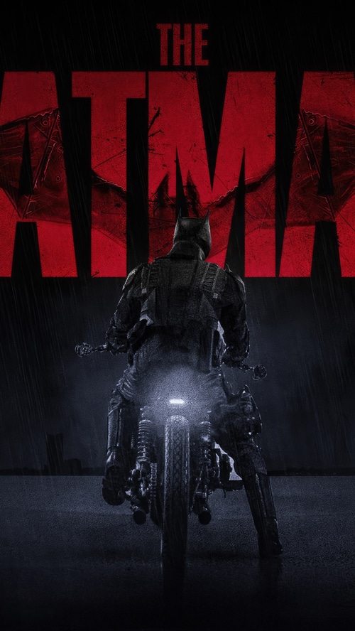 The Batman on Batcycle in the Rain