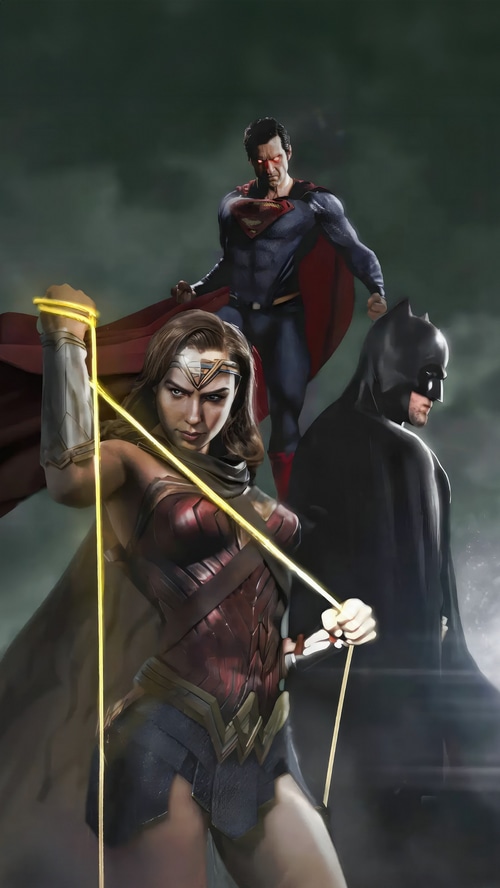 Wonder Woman, Superman, and Batman artwork