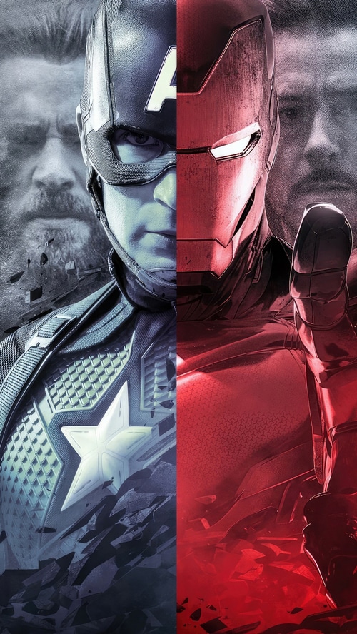 Captain America and Iron Man split image